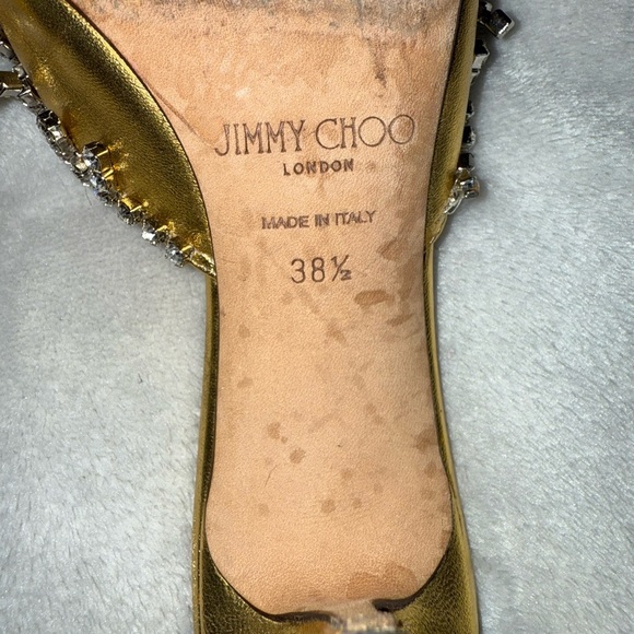 Jimmy Choo Gold Crystal Embellished Heels - Picture 4 of 6